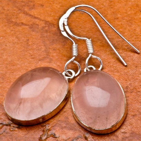 Rose Quartz Earrings set in steling silver 3827